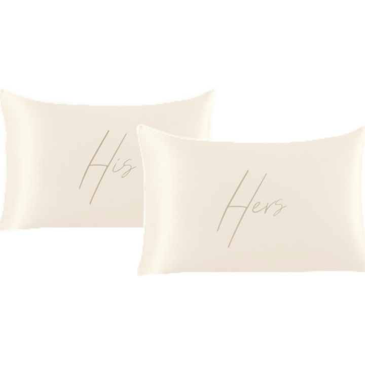 Hers/His Ivory Satin Pillowcase - Set of 2