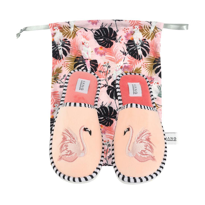 Flamingo Foldable Travel Slippers